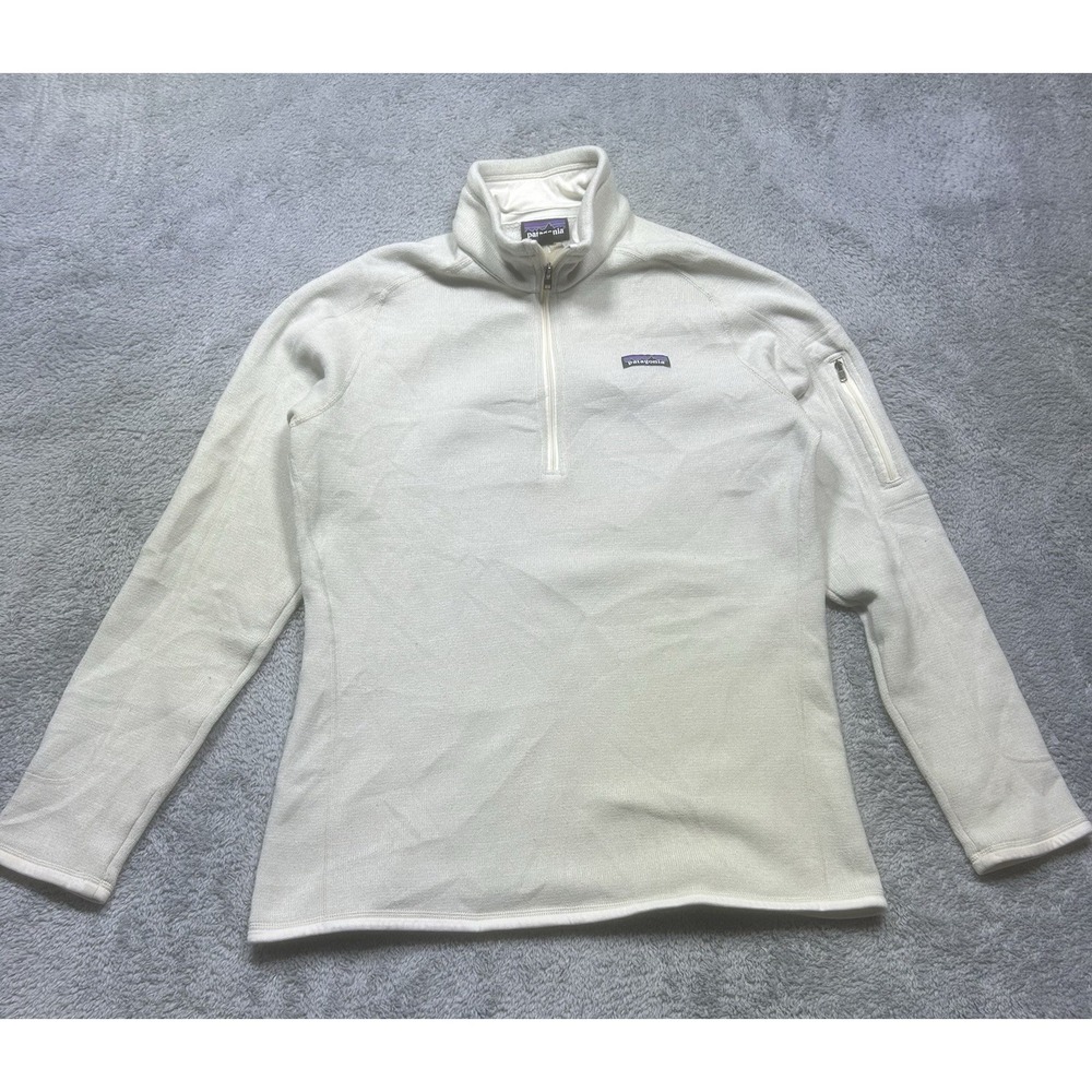 Patagonia Better Sweater Womens XL Beige 1/4 Zip Pullover Outdoor Pocket *PILING